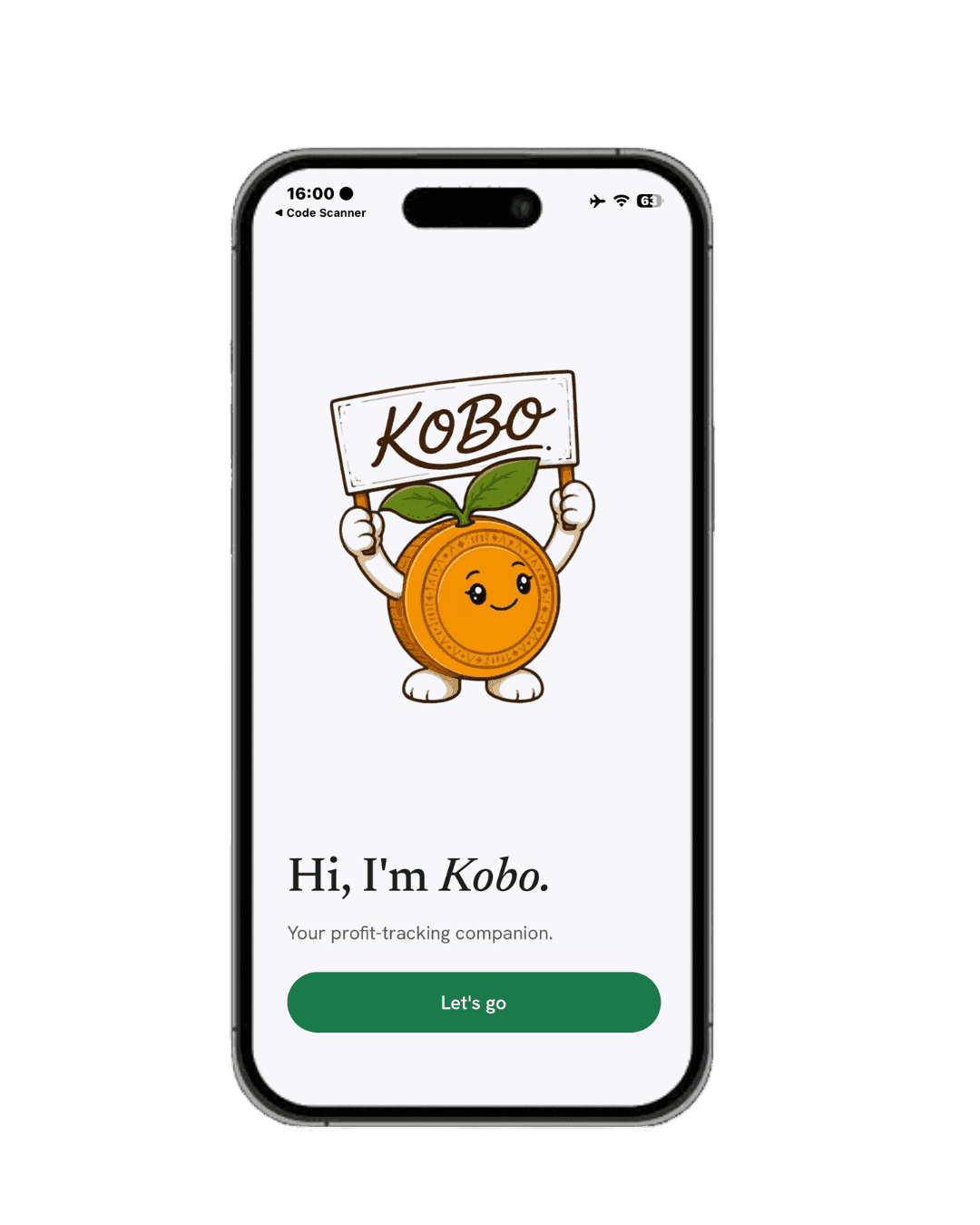 A hand holding a phone showing the Newcomer welcome screen